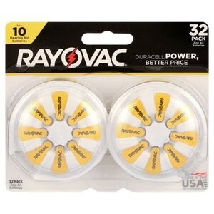 Rayovac Size 10 Hearing Aid Batteries - 32 Batteries - NEW